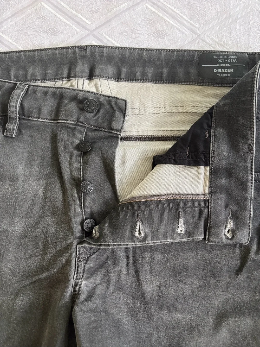 Diesel Men’s Slim Straight Jeans in Charcoal Gray